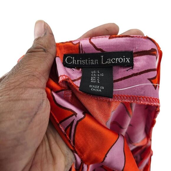 Christian Lacroix Bold Floral Shift Dress | Satin-Like Fabric | Size Large - Picture 4 of 5